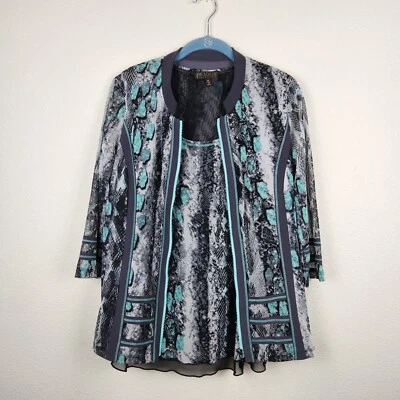 PICADILLY FASHIONS Womens 2 Piece Jacket Tank Set Sz S/M 3/4 Sleeves Lightweight - Image 1 of 4