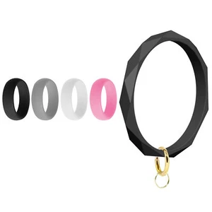 5 pcs Women Silicone Engagement Ring Keychain Wrist Strap Elastic Ring Size 6-11 - Picture 1 of 18