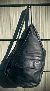 AmeriBag Black Leather Sling Backpack Multi Pocket