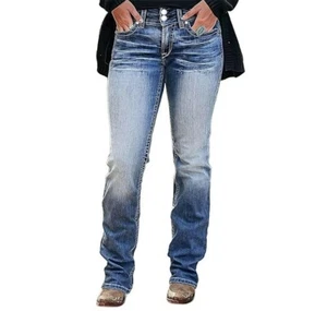 Flamingals Boot Cut Jeans for Women Trendy High Waist Tummy Control Jean Flare L - Picture 1 of 9