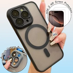 Custodia Mag Safe antiurto per iPhone 16 15 14 Pro Max 13 12 11 fotocamera obiettivo cover - Foto 1 di 19