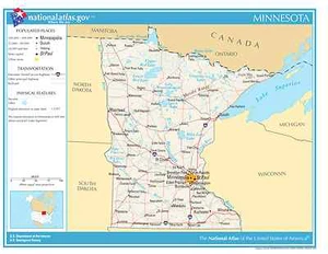Mapa de pared laminado de referencia del estado de Minnesota - Imagen 1 de 1