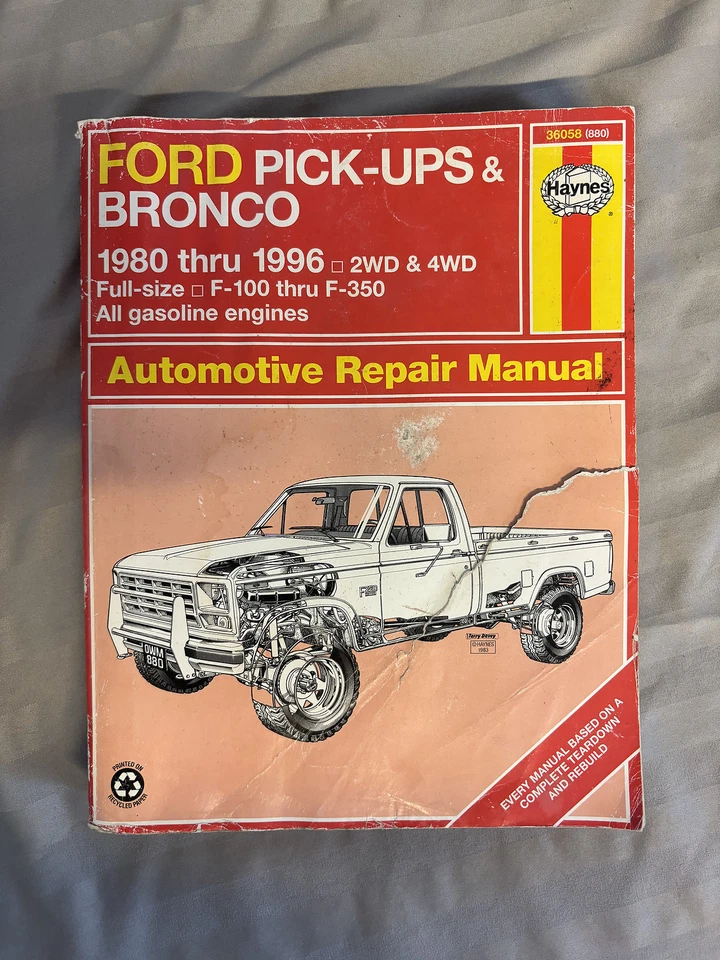 HAYNES Ford Pick-ups & Bronco 2WD 4WD Repar Manual 1980-1986 Rip in Front Cover - Image 1 of 4