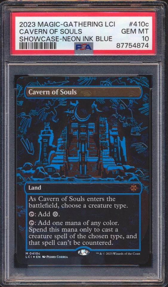 2023 MTG IXALAN CAVERN OF SOULS SHOWCASE NEON INK BLUE BORDERLESS #410E PSA 10! - Image 1 of 2