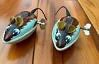 Vintage Tin Litho Wind -Up Mouse Toy Hong Kong Set Of 2 Mice