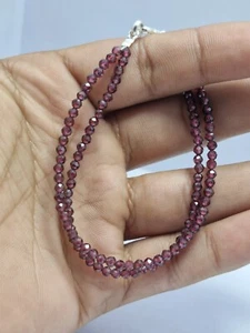 Hessonite Garnet Gemstone 3 mm Beads 925 Silver 10" 2 Layer String Bracelets - Picture 1 of 10
