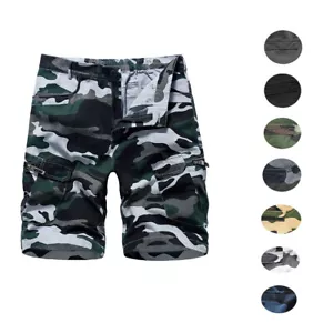 Cargo Shorts Mens Oversized Work Wear Cotton Multi-Pocket Casual Five-Point Pant - Picture 1 of 18