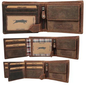 Geldbörse Geldbeutel Portemonnaie Büffelleder RFID Vollleder Herren Börse Leder - Bild 1 von 8