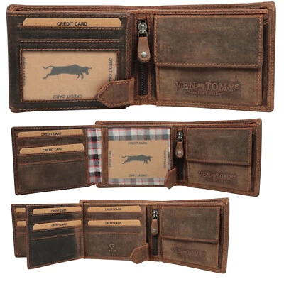 Geldbörse Geldbeutel Portemonnaie Büffelleder RFID Vollleder Herren Börse Leder - Bild 1 von 4