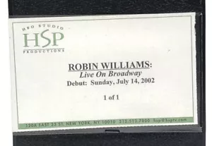 ROBIN WILLIAMS VHS “Live On Broadway Debut” Sunday July 14 2002 HBO STUDIO HSP - Picture 1 of 3