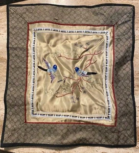 Vintage Silk Embroidered Bird & Floral Tapestry Wall Hanging - Picture 1 of 11