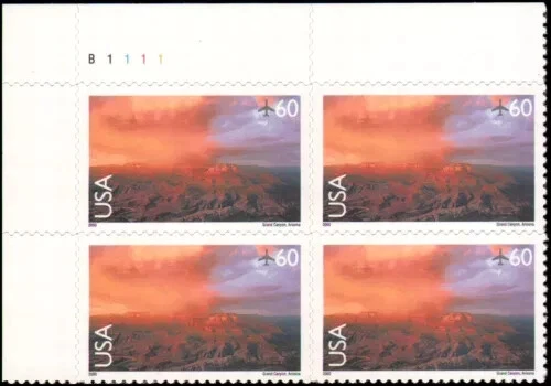 US Airmail Grand Canyon 60c Stamp Plate Block of 4 Scott #C135 - Image 1 of 1