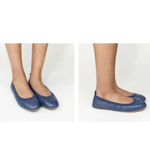 ~ Yosi Samra Gr. 10 Samara faltbare marineblaue perlmuttfarbene Leder-Ballerinas - Bild 1 von 12