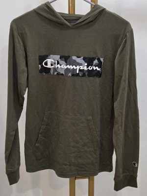 Nuevo Champion Verde Oliva Camuflaje Logo Pullover Sudadera con Capucha Camiseta Bolsillo Niños XL Foto 1 de 4