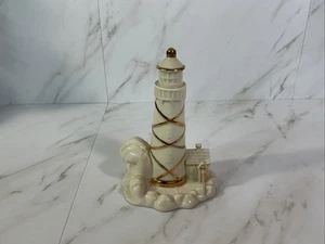 "Estatuilla Faro Lenox Oro 24K Borde Porcelana Ondas Chocantes ~ 5""" - Imagen 1 de 13