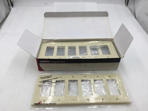 Cooper Wiring PJ266V 6 Gang Unbreakable Decora Style Plate in Ivory (Box of 10) - Picture 1 of 7