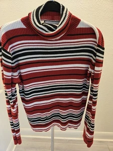 Toller amerikanischer Damen Rollkragen rot weiß und schwarz Größe L Strick Damen - Bild 1 von 5