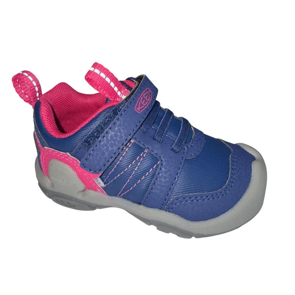 Кроссовки для девочек KEEN Knotch Peak синие розовые адаптивная застежка с выпуклыми пальцами ног размер/5 - Изображение 1 из 4