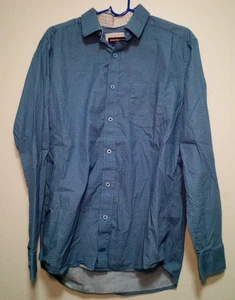 Johnston & Murphy Hemd Herren M Blau Geometrisches Muster Flip Cuff - Bild 1 von 9