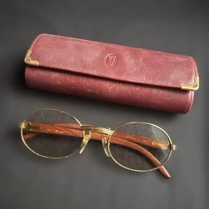 Cartier Giverny Eyeglasses Wood Temple 140b Full Rim Vintage With Case Used - Picture 1 of 9