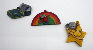3 VTG Hand Painted Ceramic Cottage Mouse X-Mas Ornaments Rainbow Star Matchbox - Picture 1 of 8