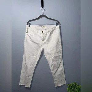 Current/Elliot Women’s Cropped Straight Jeans in White Raw Hem Size 31 NWOT - Picture 1 of 11