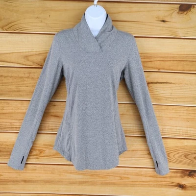 Old Navy Activewear Long Sleeve Shirt Womens M Gray Heathered Thumbholes Stretch - Image 1 of 4