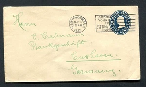 USA : Nice cover from 1922 - San Francisco to Cuxhaven, Germany - used - Picture 1 of 1