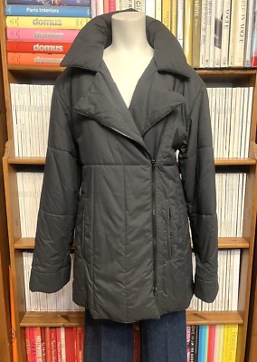 Abrigo Chaqueta Nina Ricci Vintage Años 90 Damas 10 12 Acolchado Gris Ajustado Cuadrado Plumón Foto 1 de 4