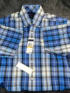 Tommy Hilfiger blau gestreift kariert kurzärmelig Herren geknöpft Größe S/P neu mit Etikett - Bild 1 von 8