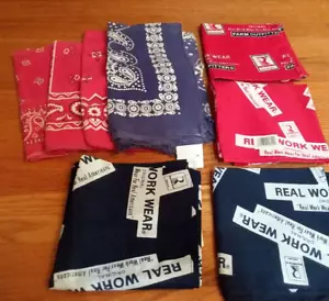 8 Vintage und neue Bandanas Menge Indigo schnelle Farbe rot blau Paisley echte Arbeitskleidung - Bild 1 von 24