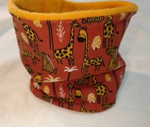 Schlupfschal Loop Halssocke Baby  Handmade Fleece Jersey gelb orange Giraffe - Bild 1 von 3