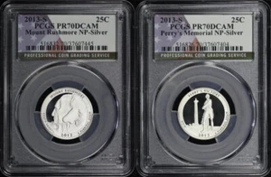 2013-S Mount Rushmore & Perry's Memorial NP Silver ATB 25C Set PCGS PR-70 DCAM - Picture 1 of 2