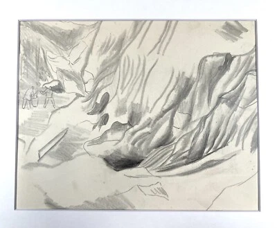 "Boceto artístico de colección de la era de la depresión dibujando hombres minando en Mountain Canyon 11x14""" Foto 1 de 4