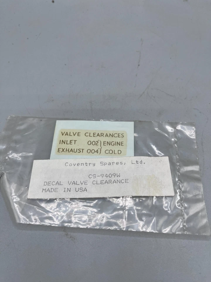 NOS-Triumph 500 600 Valve Clearance Decal/Sticker CS-9409W - Image 1 of 1
