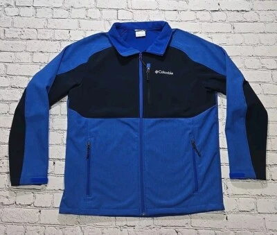 Columbia 男式大号 Ryton Reserve 蓝色软壳全拉链夹克外套  — 第 1/4 张图片