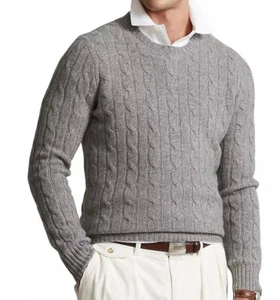 MAGLIONE RALPH LAUREN 100% CASHMERE NUOVO CON ETICHETTE TAGLIA XXL MAGLIA A CAVI FILATO ITALIANO - Foto 1 di 7