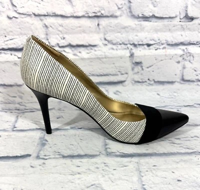 Zapatos de salón Audrey Brooke Abbie para mujer 9,5 M tacón de 4" a rayas punta puntiaguda Foto 1 de 4