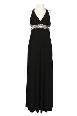 Hailey Logan Sequin Cutout Halter Gown Junior Size 13 Black NWT $189 - Image 1 of 3