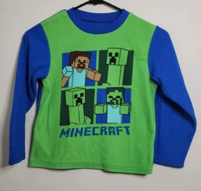 Minecraft Steve, Creeper And Zombie Boys Long Sleeve Shirt Size M (8) - Image 1 of 4