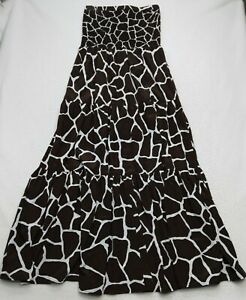 Michael Kors Womens Large L Brown/White Giraffe Animal Print Maxi Dress