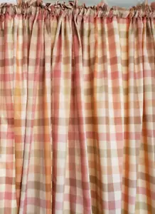 1 Pair, 2 Panel COUNTRY CURTAINS Brand Moire Plaid Brown Orange 50”x85” Drapes - Picture 1 of 14