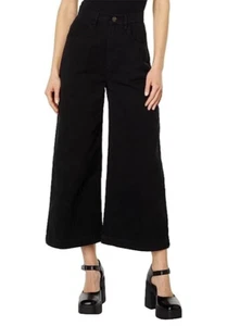 Joie B2294F09195 Women's Sz 8/MD Caviar Black Lierre Wide-Leg Cropped Pants $228 - Picture 1 of 15