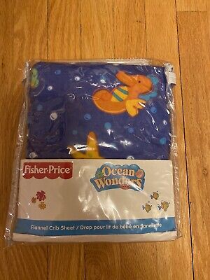 Vintage Fisher-Price Ocean Wonders Flannel Crib Sheet (71 Cm X 132 Cm) NEW • 30$