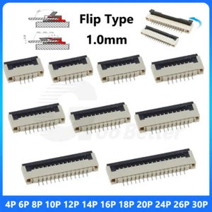 5Pcs 1.0mm Pitch FFC FPC Ribbon Socket Connector Flip Type Bottom Port 4-30 Pin - Picture 1 of 16