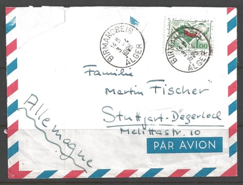 Algeria 1995, Birmandreis (3-4-95) to Stuttgart, Germany Cover
