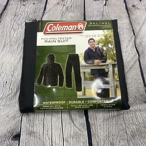 Coleman 35MM PVC/Polyester Rain Suit Welded & Sewn Seams Size 3XL/4XL Black - Picture 1 of 3
