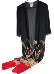 Vintage Leslie Belle 2 Piece Tank Top Open Front Kimono Women Sz 12 Multicolor - Picture 1 of 10