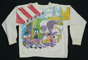 Rare VTG FREEZE Looney Tiny Toons Le Cafe Cool 1993 Bugs Taz Sweatshirt 90s XL - Picture 1 of 12