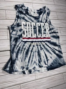 Justice Active Soccer USA Sleeveless Tie-Dye Shirt Blue & White - Size 12 - Picture 1 of 2